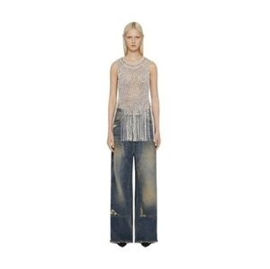 GIVENCHY Crochet‎ Fringe crystal sparkle Top Sleeveless Festival Party Layering
